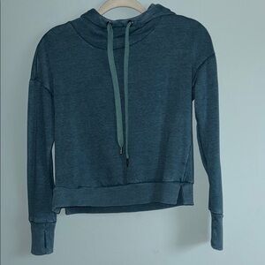 90 Degree By Reflex Blue Long Sleeve Cropped Hoodie
